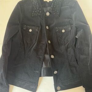 Jones New York Sport Stretchy Black Jean Jacket Classic Style, Large